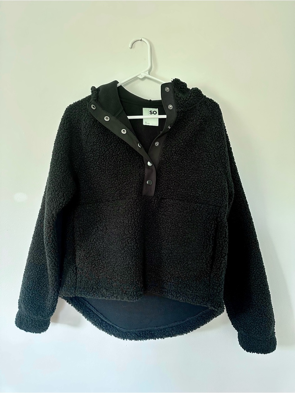 SO Black Sherpa Snap Pullover Hoodie